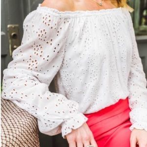 SANCTUARY White Eyelet Oversized Peasant Top